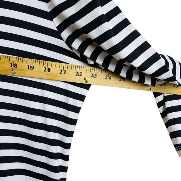 Talbots Shirt Womens XL Black White Stripe Long Sleeve Gold Button Nautical Top - Picture 4 of 9